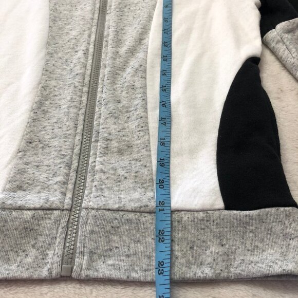 PINK Victoria's Secret Full Zip Up Color Block Hoodie Black/White/Grey XS - Picture 13 of 14
